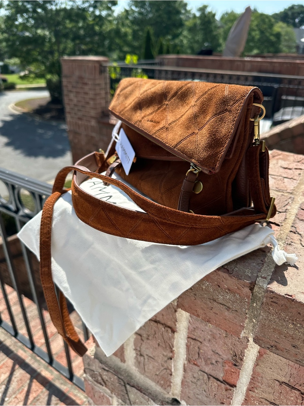 Hammitt Women’s Suede Crossbody Bag, Dillon Small, chocolate. NWT - Picture 2 of 16